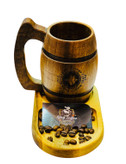 لیوان بررگ چوبی و سینی چوبی ۱۵سانتی